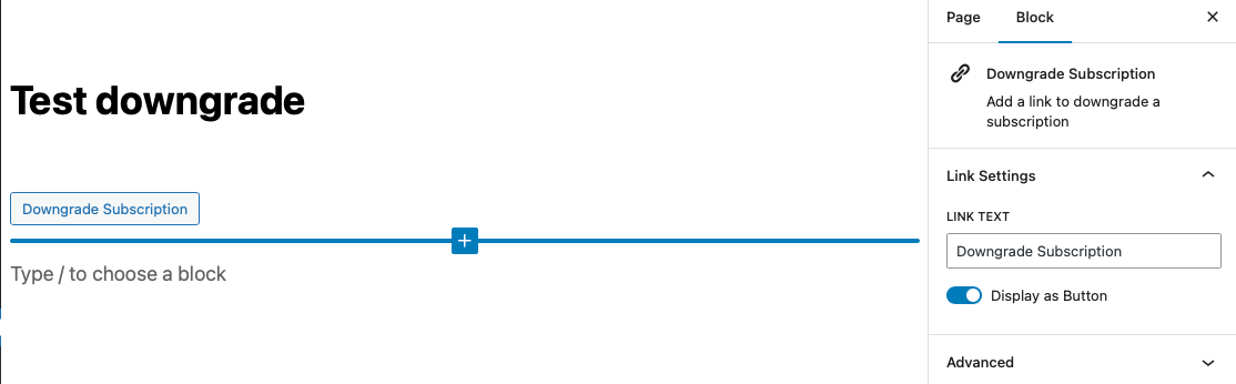 Downgrade Link Block Configuration